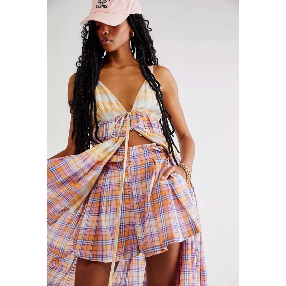 Free People Serendipity 2-piece Plaid Maxi Dress and Shorts Set. NWT SZ S and M - Picture 2 of 14